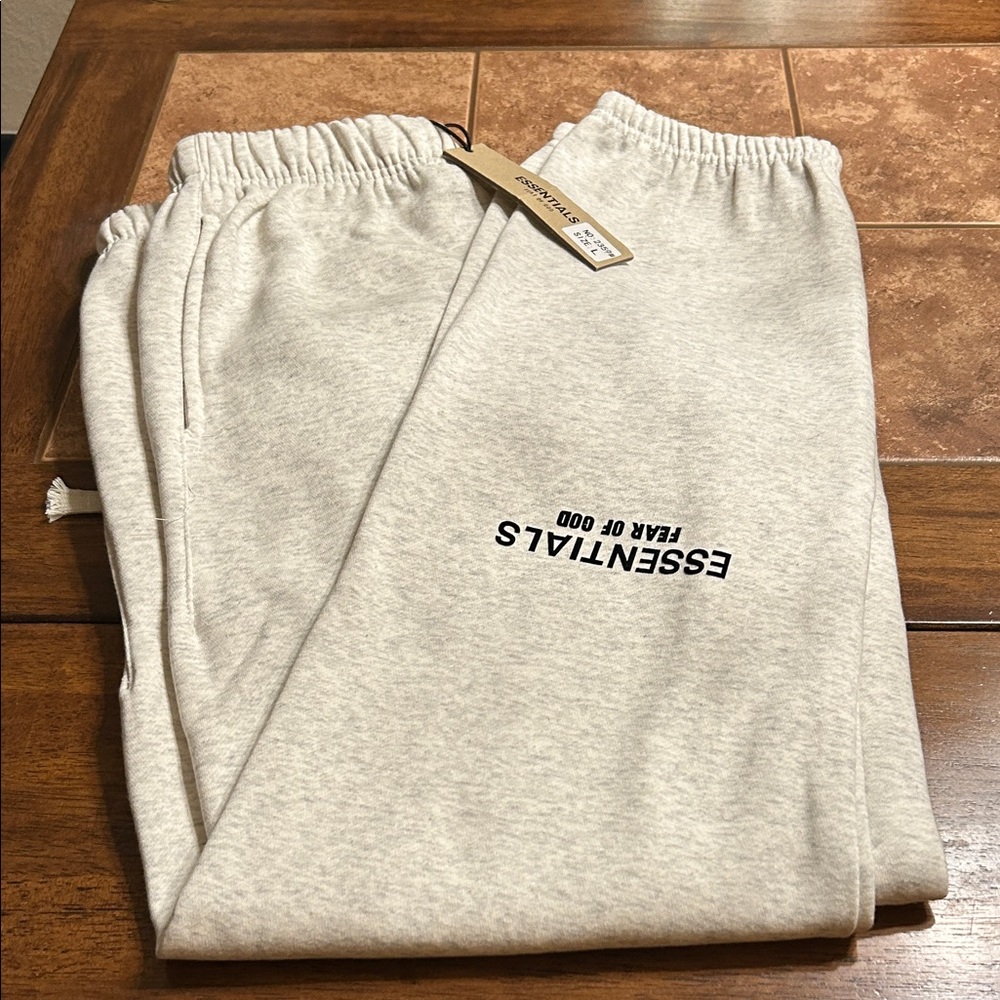 Fear of God Essentials Light Oatmeal Joggers SIZE LARGE